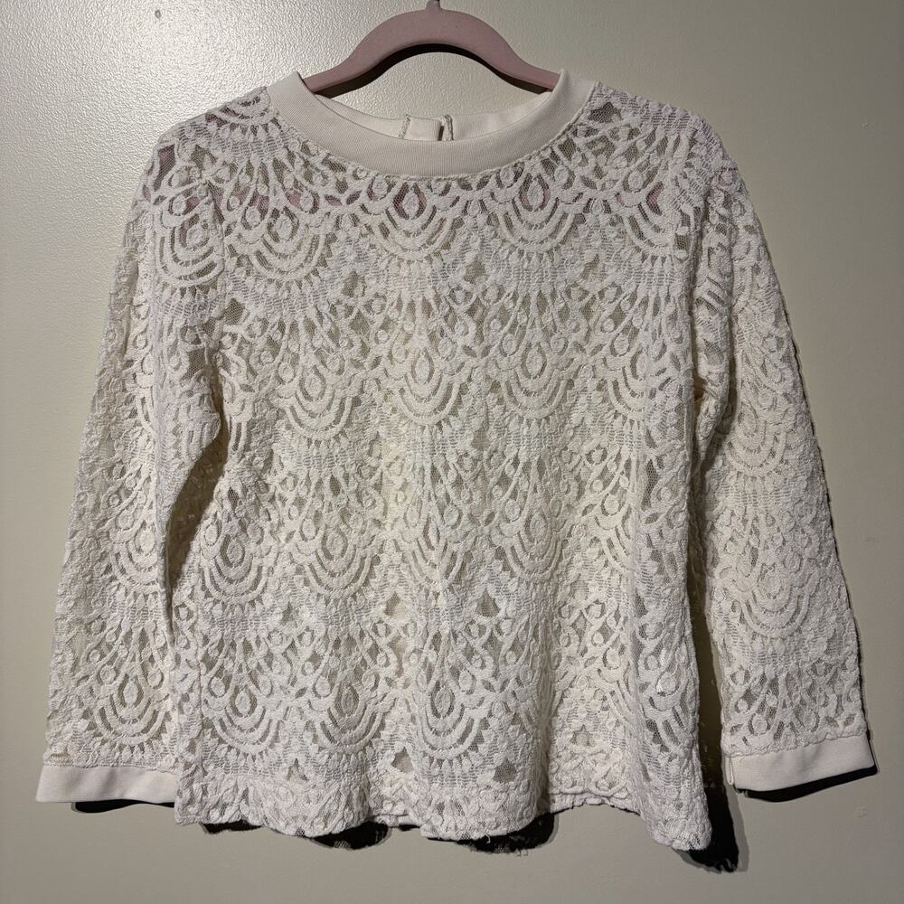 Embroidered Lace Mesh Top Large Romantic Coquette Cottage Festival Boho